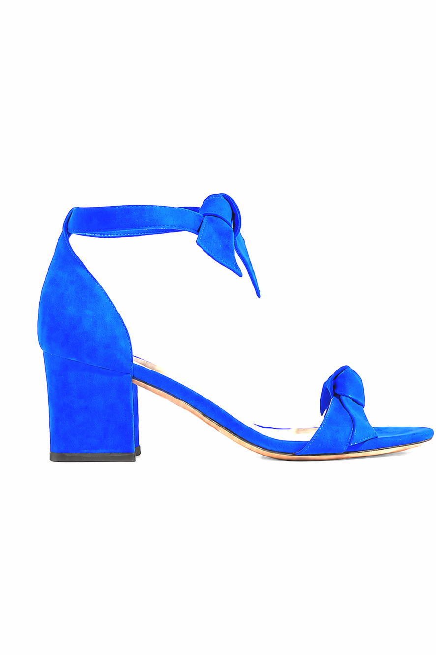 ALEXANDRE BIRMAN Clarita Block Heel Sandal Blue Open Toe Ankle Tie 35